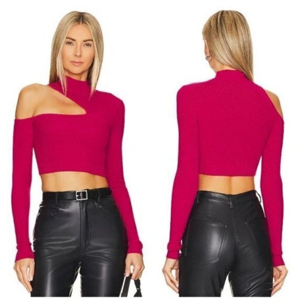 NBD Kyra Cropped Sweater - Raspberry